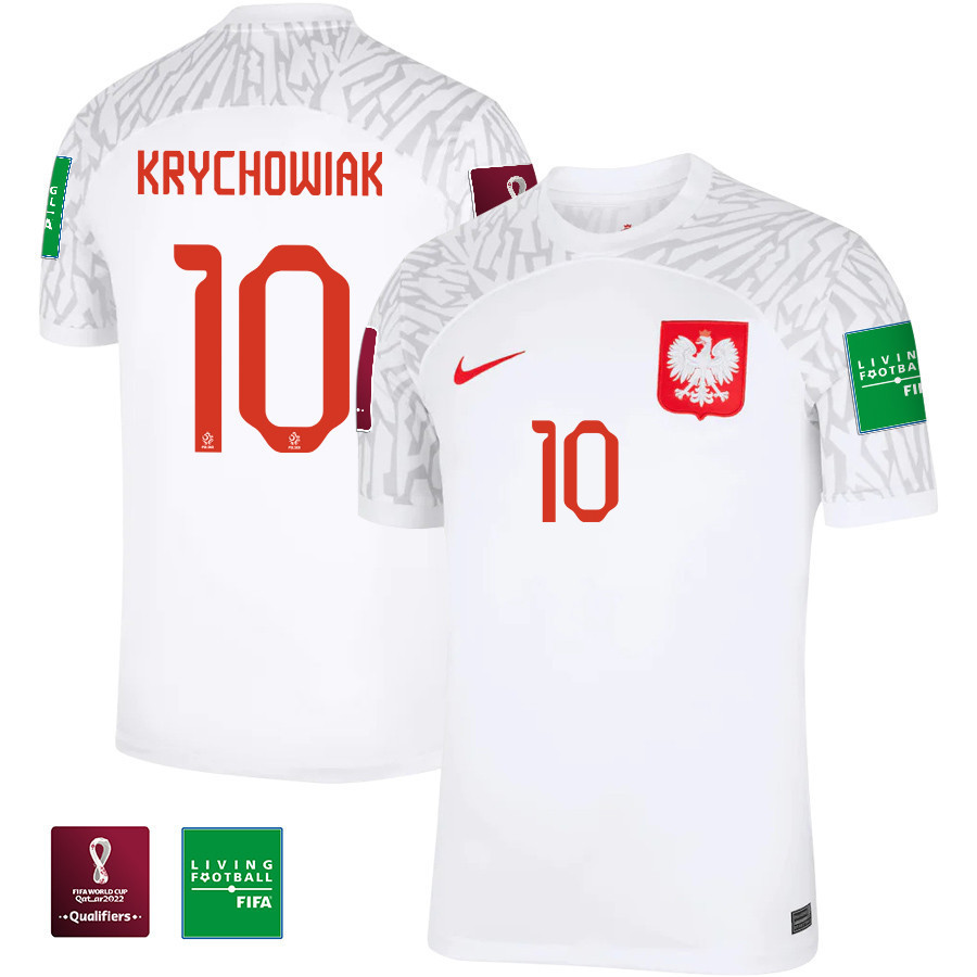 Grzegorz Krychowiak 10 – Poland National Team FIFA World Cup Qatar 2022 Patch Home Soccer Jersey, Men