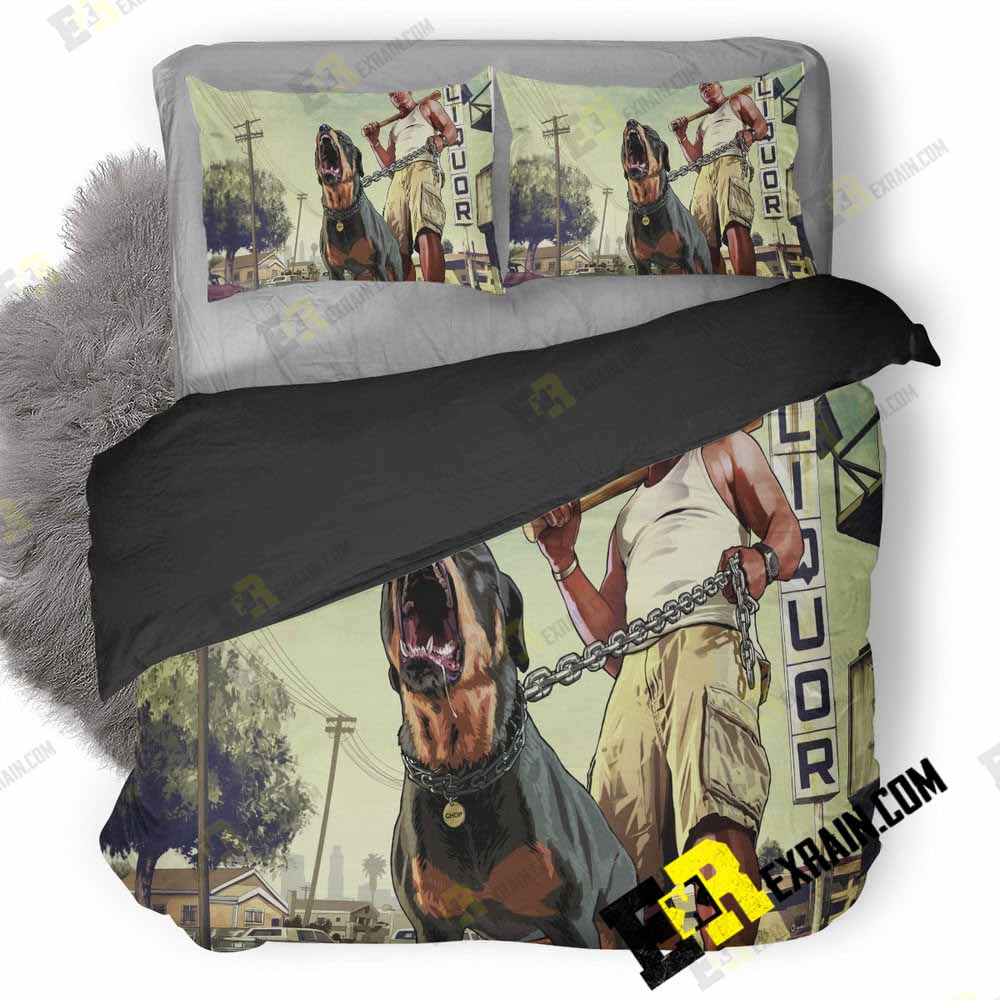 Gta Franklin With Chop Rottweiler R 3D Customized Duvet Cover Bedding Set
