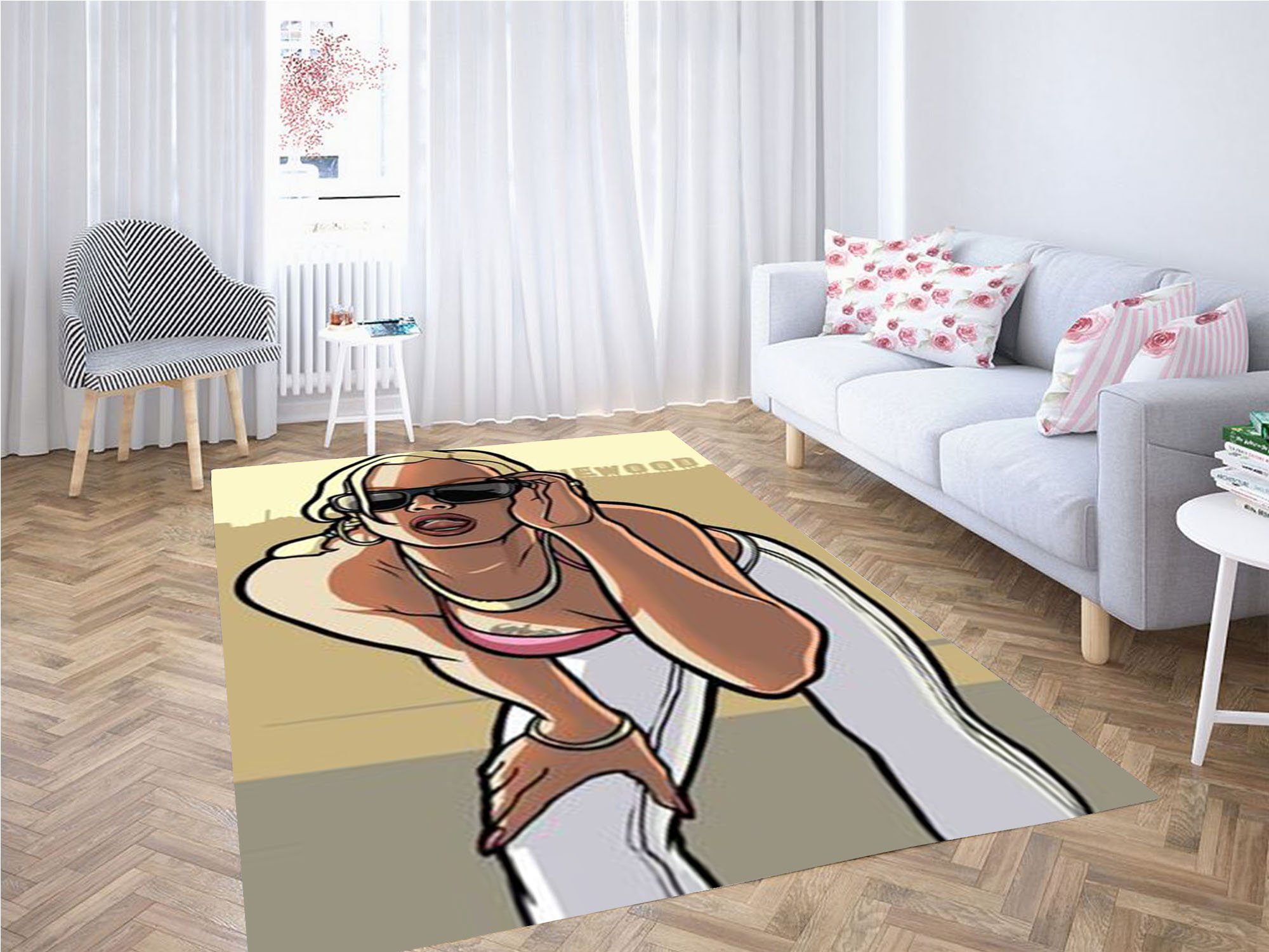 Gta San Andreas Girl Carpet Rectangle Rug