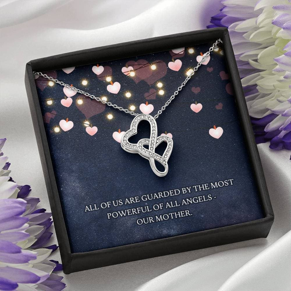 Guarded by our Mother Double Hearts Necklace