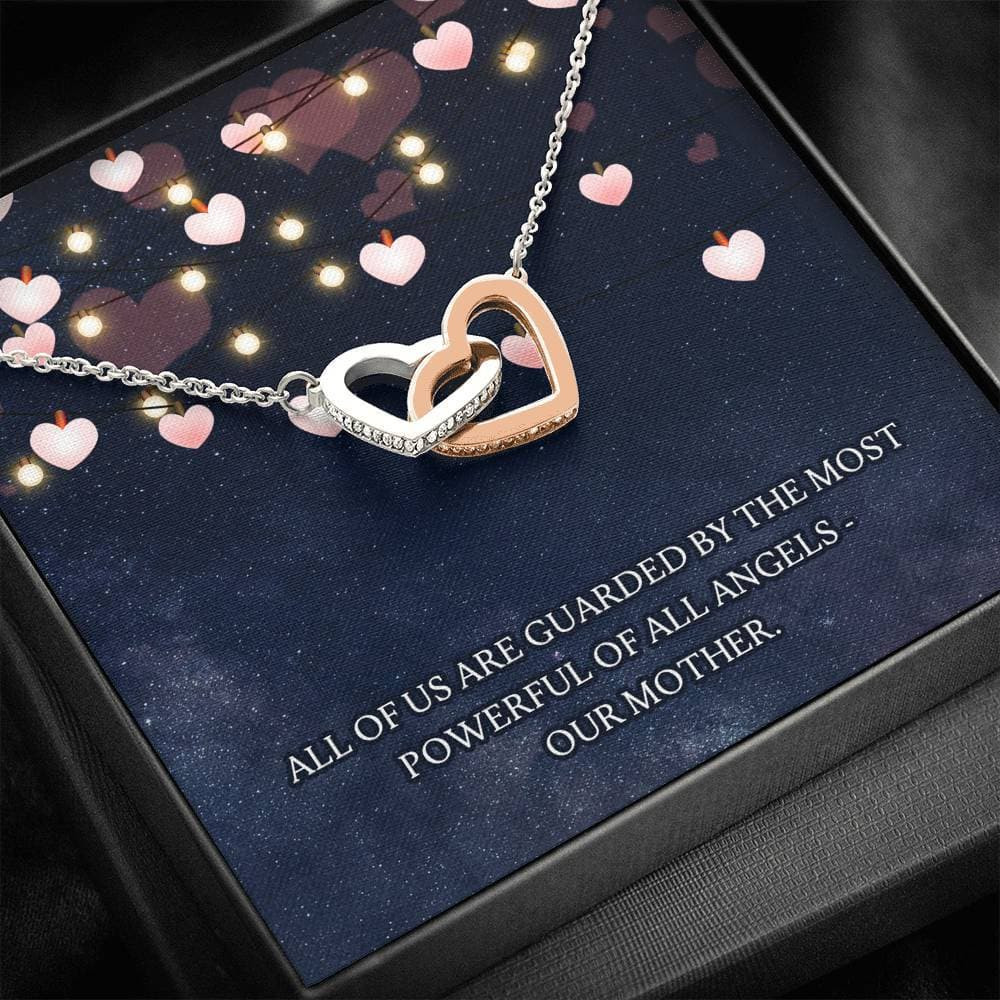 Guarded by our Mother Interlocking Hearts Necklace