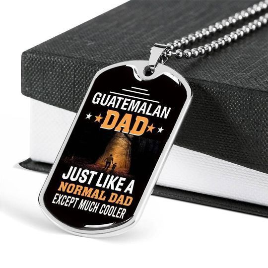 Guatemalan Dad Much Cooler Dog Tag Necklace Gift For Dad
