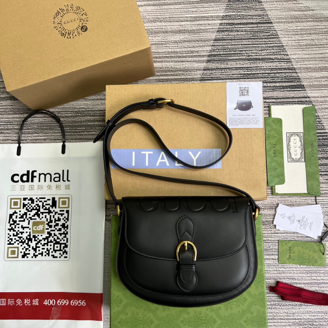 Gucci Aria Shoulder Bag Black For Women, Women’s Bags 10.2in/25cm GG