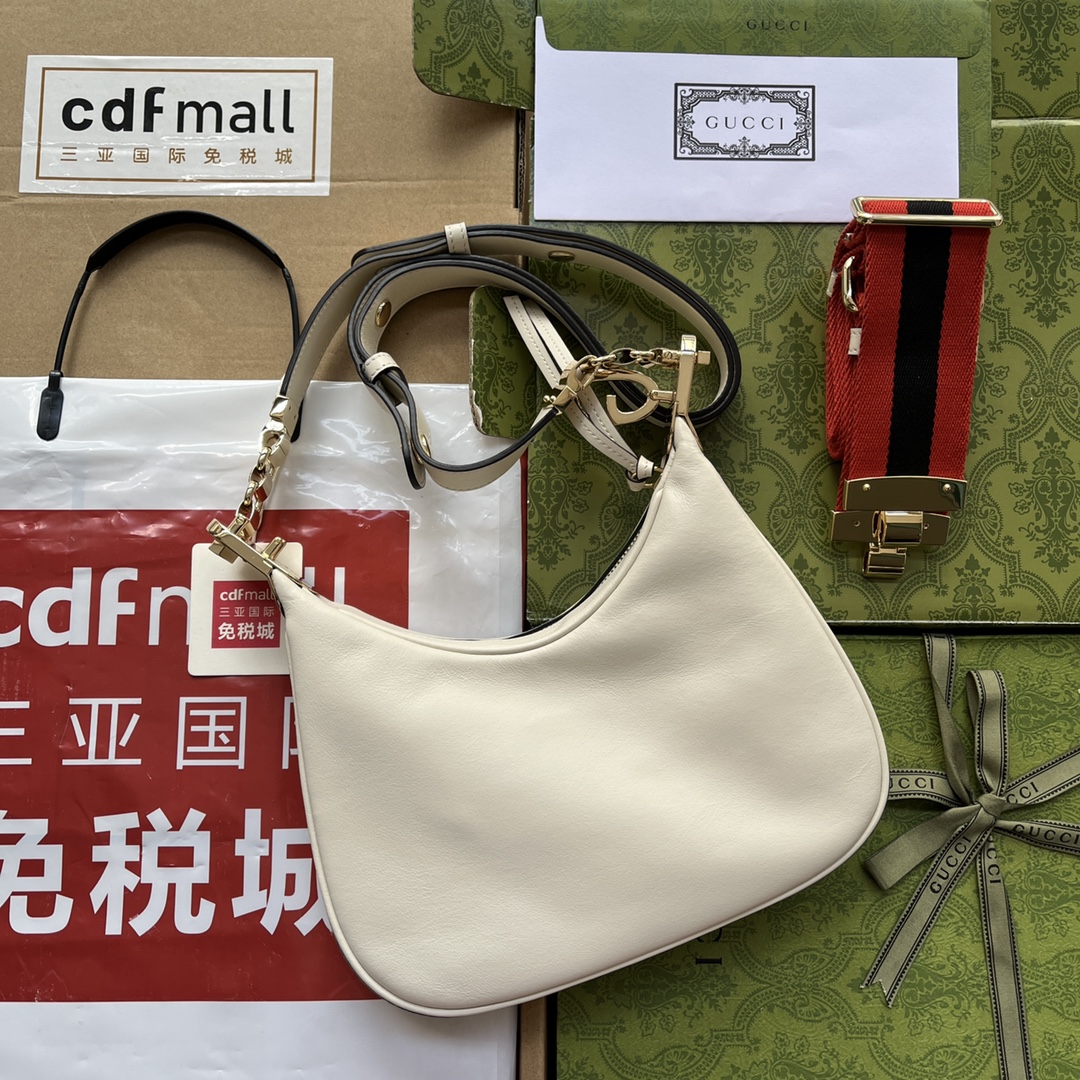Gucci Atache Small Shoulder Bag White For Women, Women’s Bags 9in/23cm GG 699409 UXWBG 9109