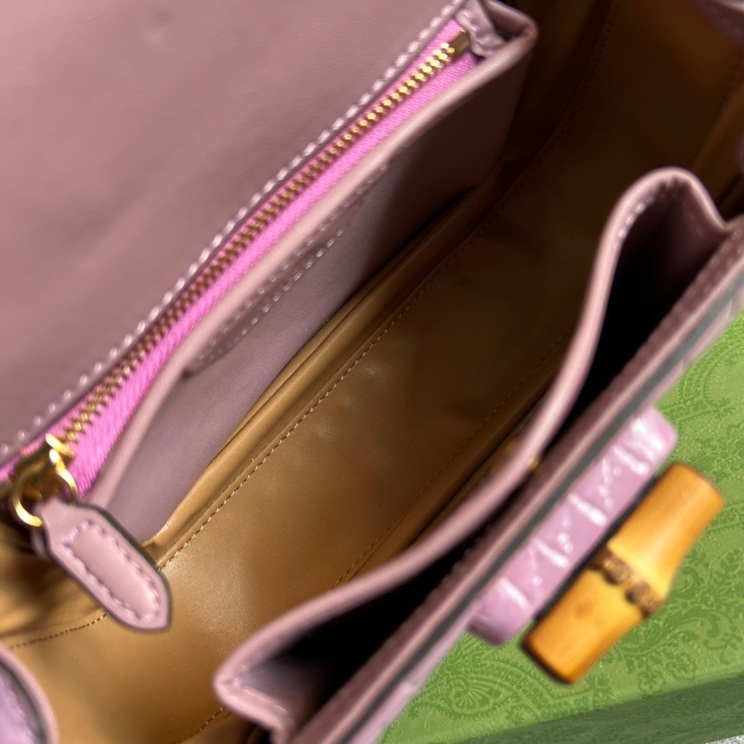 Gucci Bamboo 1947 Crocodile Top Handle Bag Pink For Women, Women’s Bags 10.2in/26cm GG
