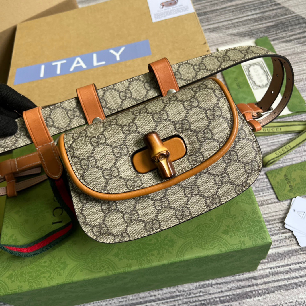 Gucci Bamboo 1947 Jumbo GG Small Top Handle Bag Brown For Women, Women’s Bags 8.3in/21cm GG