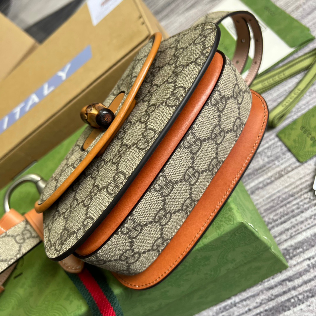 Gucci Bamboo 1947 Jumbo GG Small Top Handle Bag Brown For Women, Women’s Bags 8.3in/21cm GG