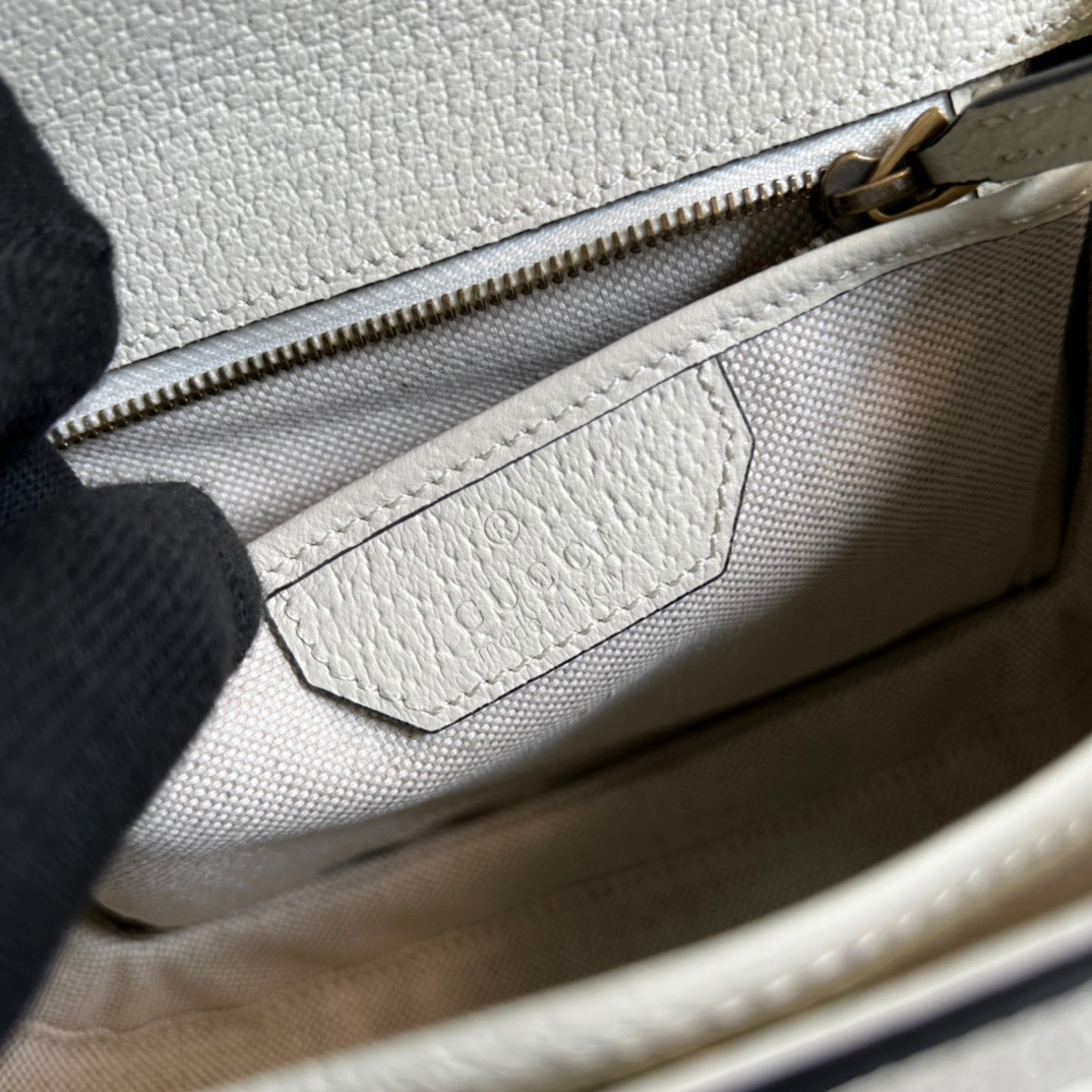 Gucci Bamboo 1947 Medium  Top Handle Bag White For Women, Women’s Bags 10.2in/26cm GG