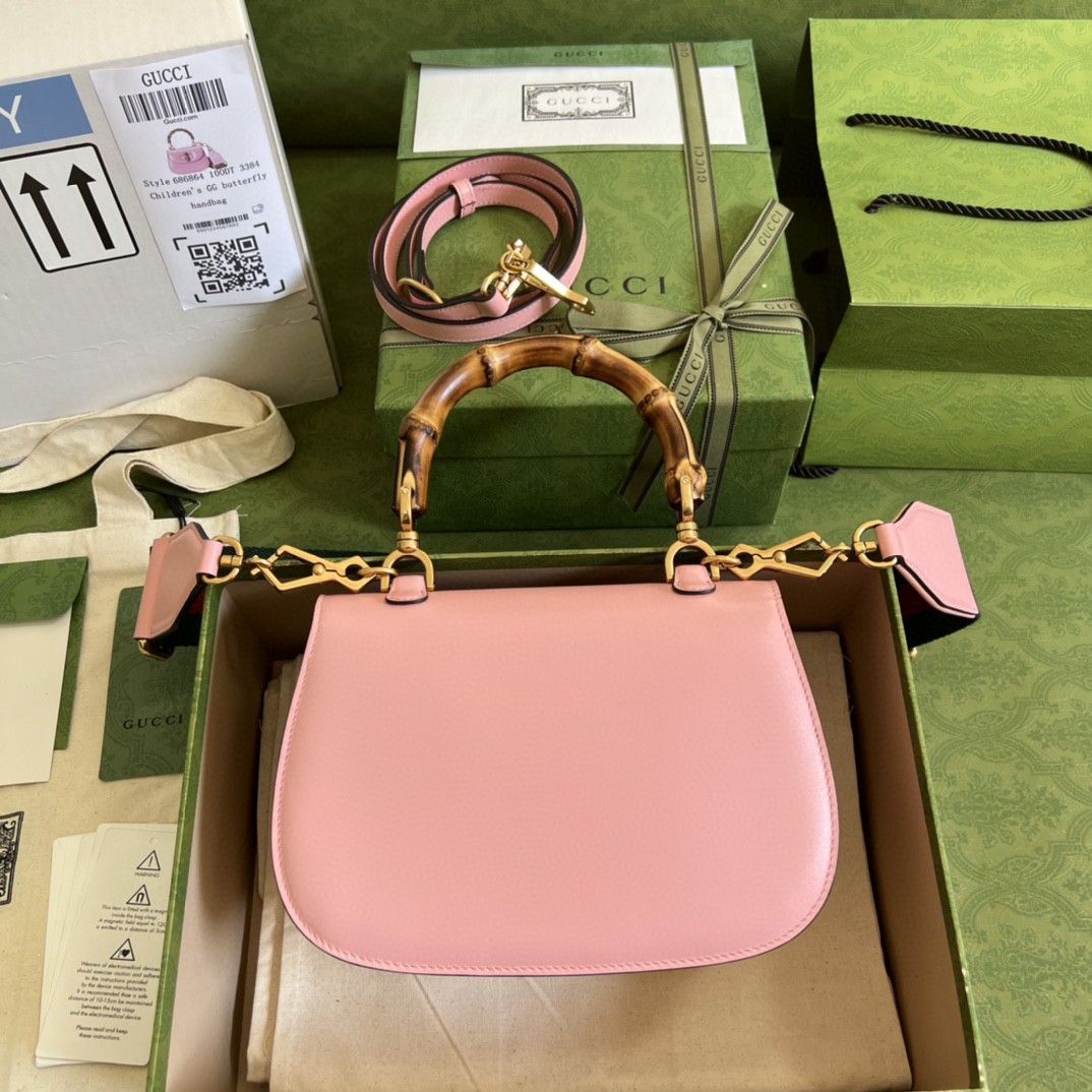 Gucci Bamboo 1947 Small Top Handle Bag  Pink  For Women 8.3in/21cm GG 675797 10ODT 5467