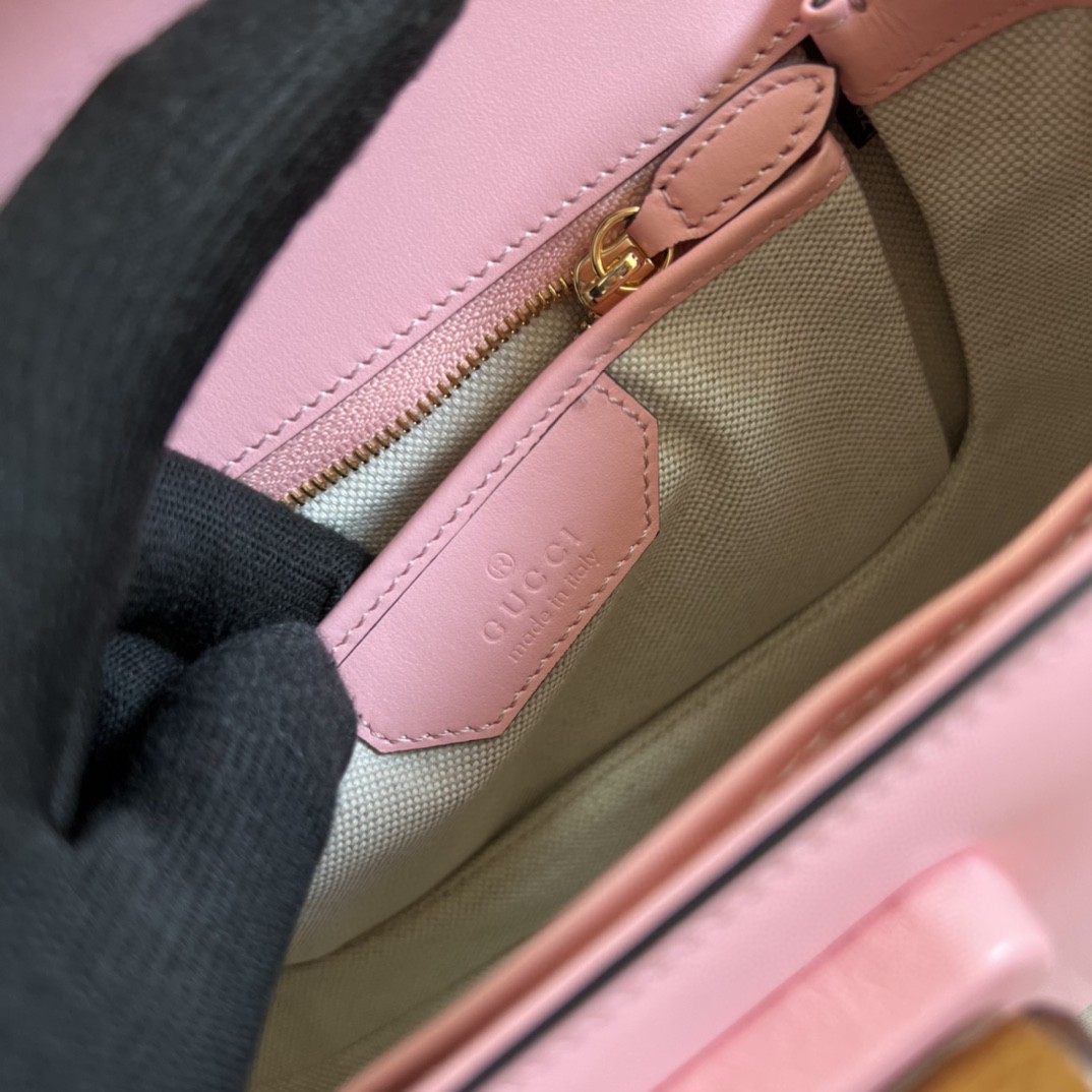 Gucci Bamboo 1947 Small Top Handle Bag  Pink  For Women 8.3in/21cm GG 675797 10ODT 5467