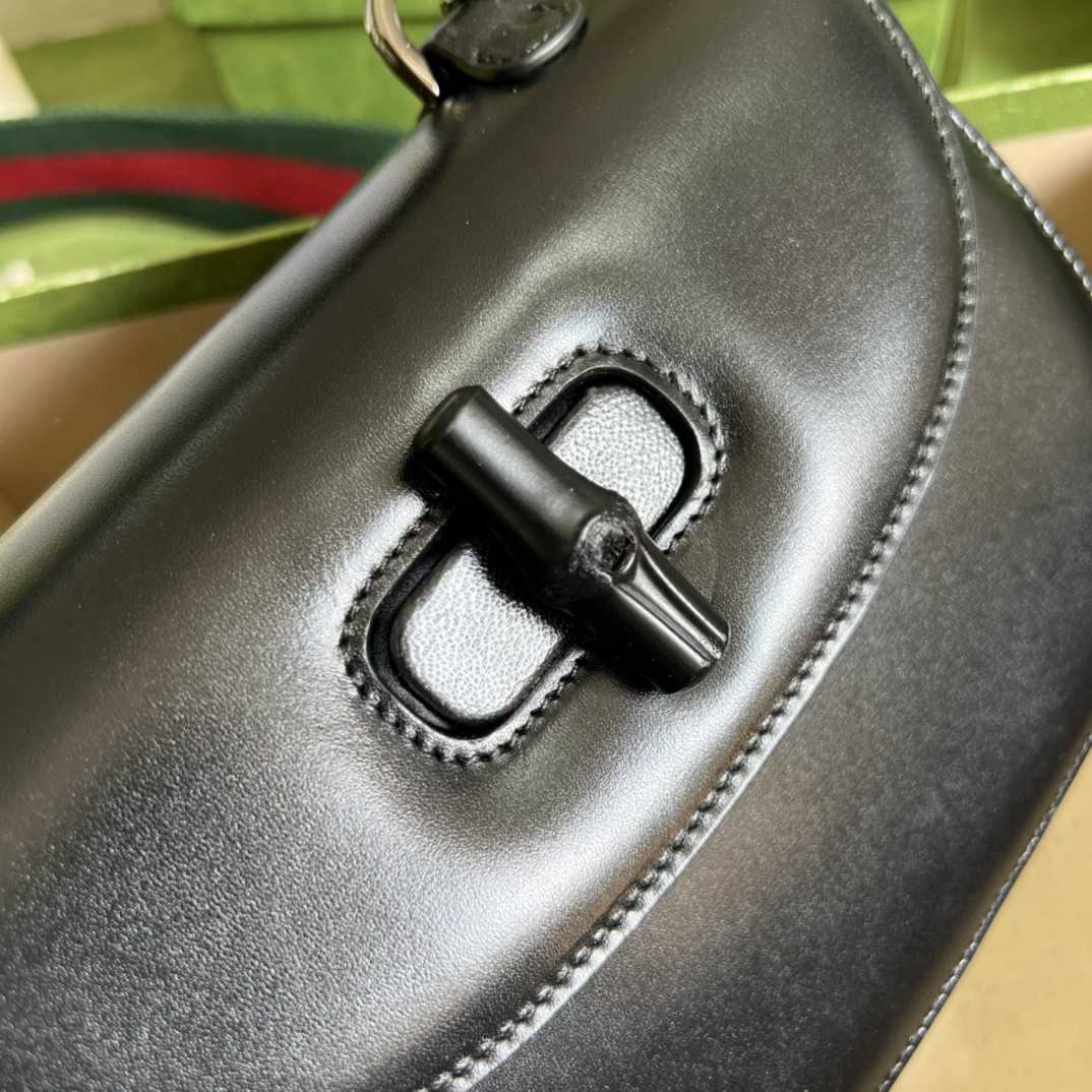Gucci Bamboo 1947 Small Top Handle Bag Black  For Women 8.3in/21cm