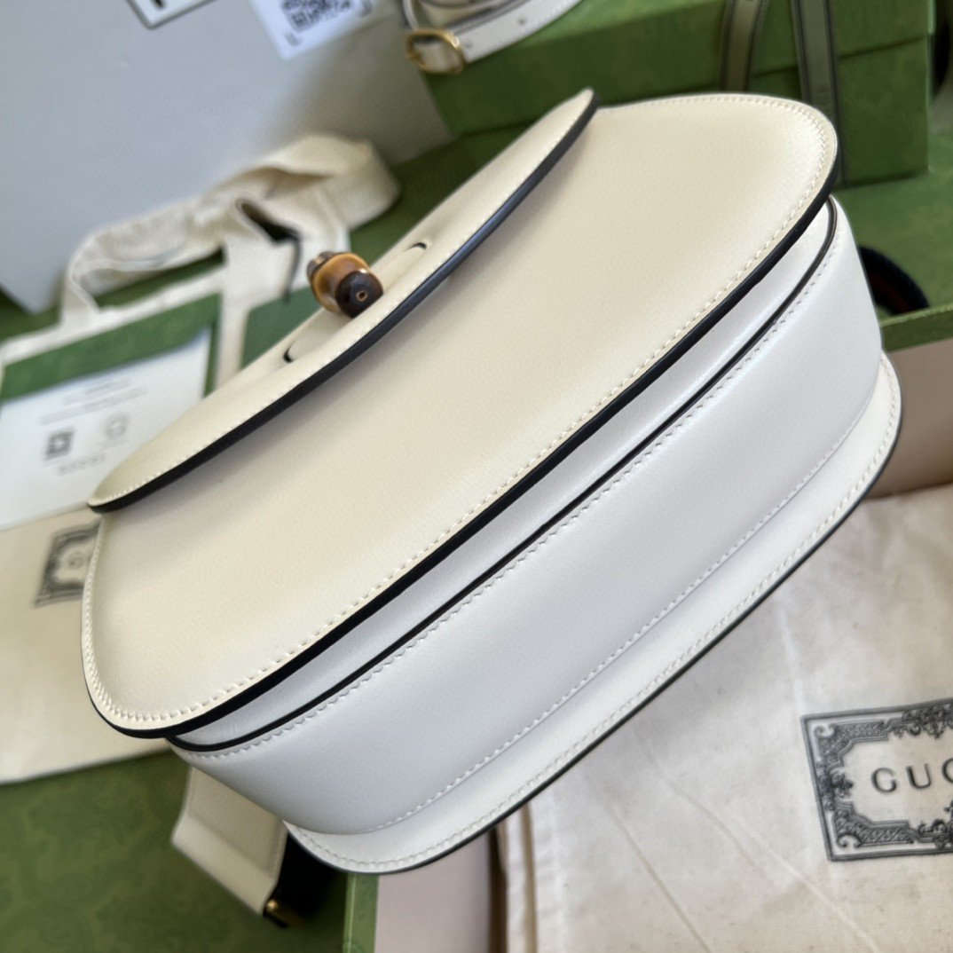 Gucci Bamboo 1947 Small Top Handle Bag White For Women 8.3in/21cm GG 675797 10ODT 8454