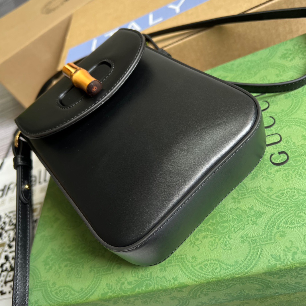 Gucci Bamboo Mini Handbag Black For Women, Women’s Bags 6.2in/16cm GG 702106 UZY0T 1000