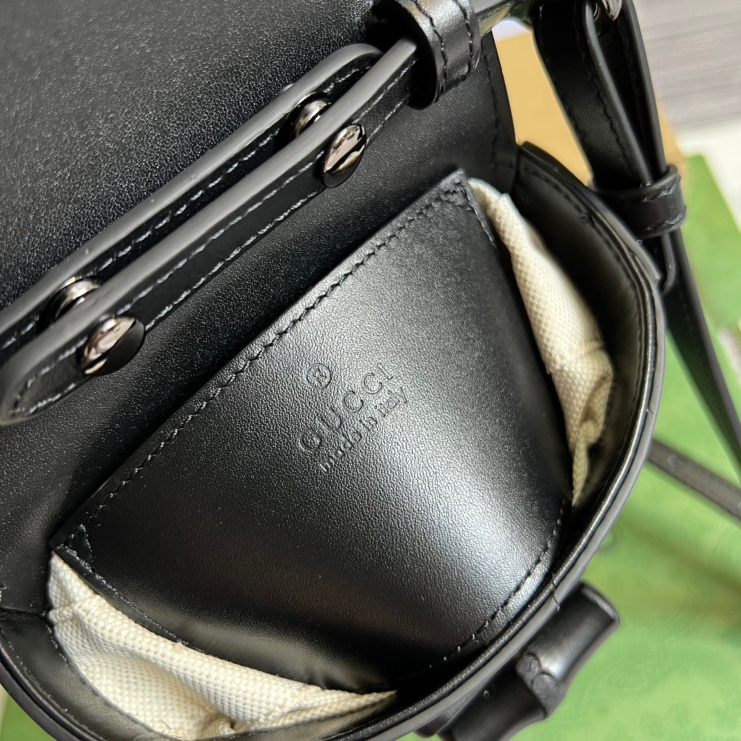 Gucci Bamboo Mini Handbag Black For Women, Women’s Bags 6.2in/16cm GG