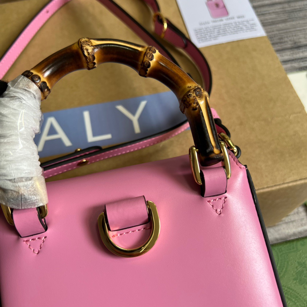 Gucci Bamboo Mini Handbag Pink For Women, Women’s Bags 6.2in/16cm GG 702106 UZY0T 5814