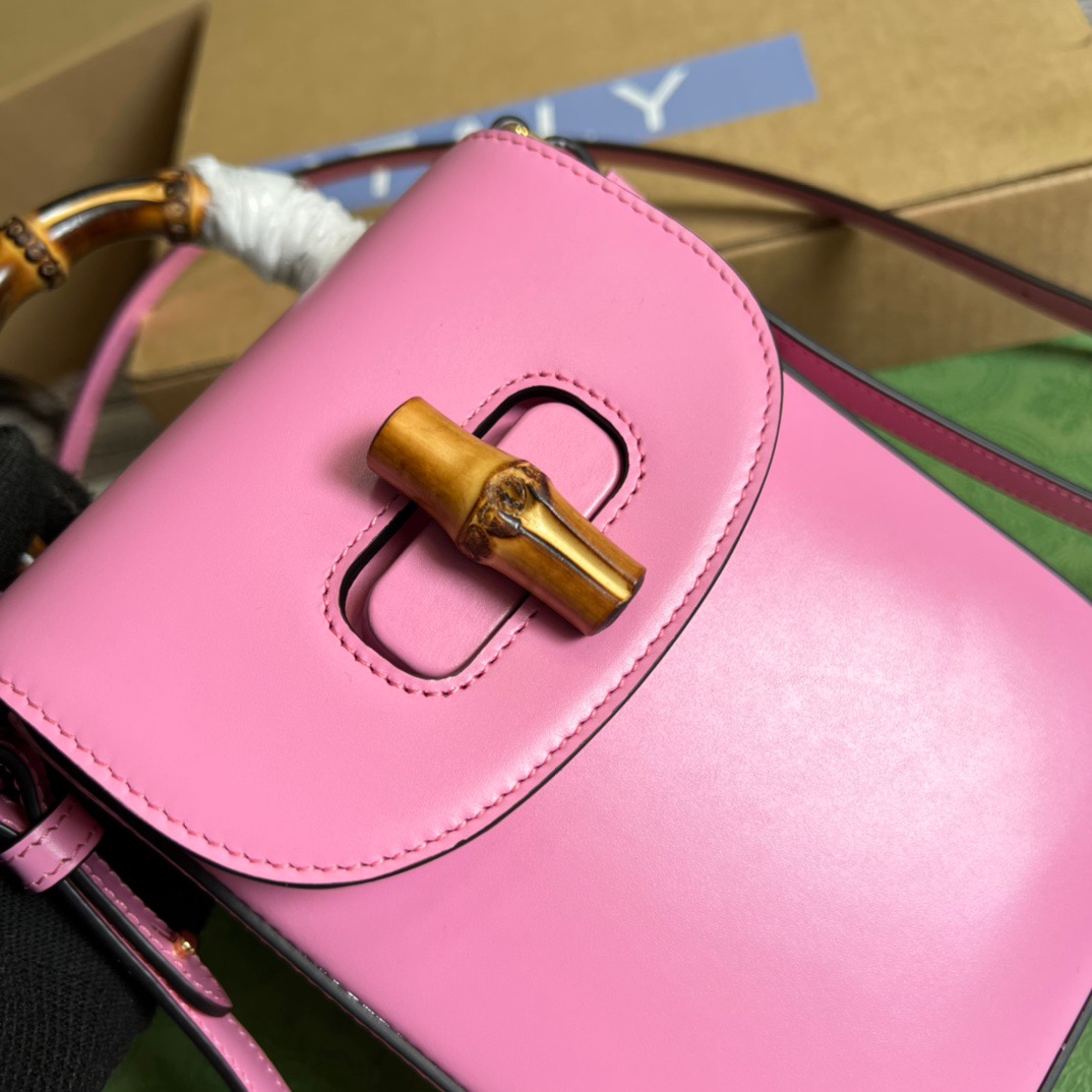 Gucci Bamboo Mini Handbag Pink For Women, Women’s Bags 6.2in/16cm GG 702106 UZY0T 5814