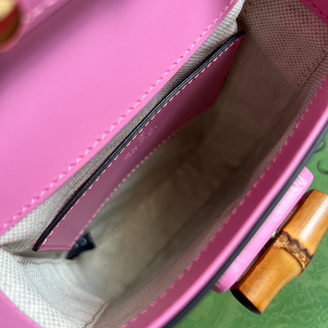 Gucci Bamboo Mini Handbag Pink For Women, Women’s Bags 6.2in/16cm GG 702106 UZY0T 5814