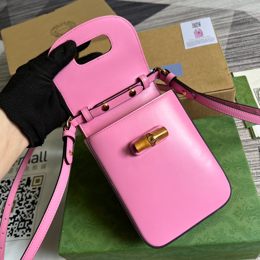 Gucci Bamboo Mini Handbag Pink For Women, Women’s Bags 6.2in/16cm GG 702106 UZY0T 5814