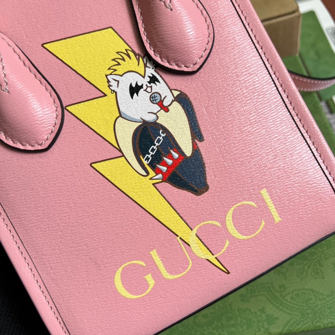 Gucci Bananya Print Mini Tote Bag Pink For Women, Women’s Bags 7.9in/20cm GG 671623XAG 5964
