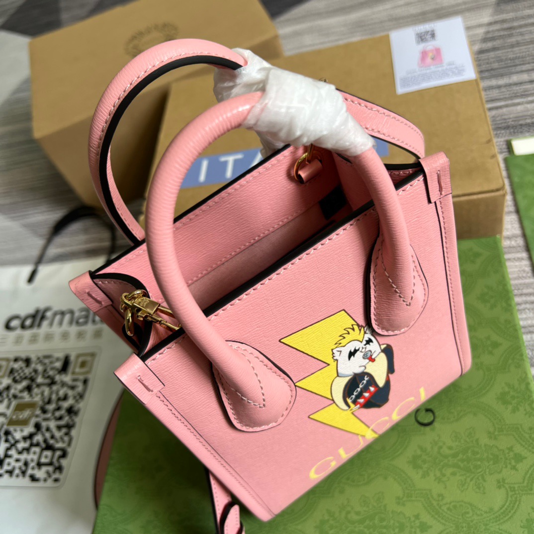 Gucci Bananya Print Mini Tote Bag Pink For Women, Women’s Bags 7.9in/20cm GG 671623XAG 5964