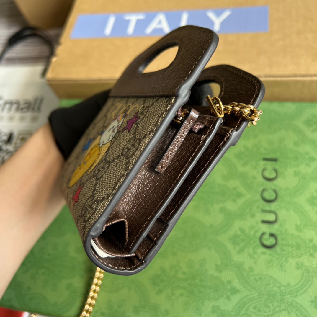Gucci Bananya Print Top Handle Mini Bag Supreme Canvas Beige For Women? 4.9in/12.5cm