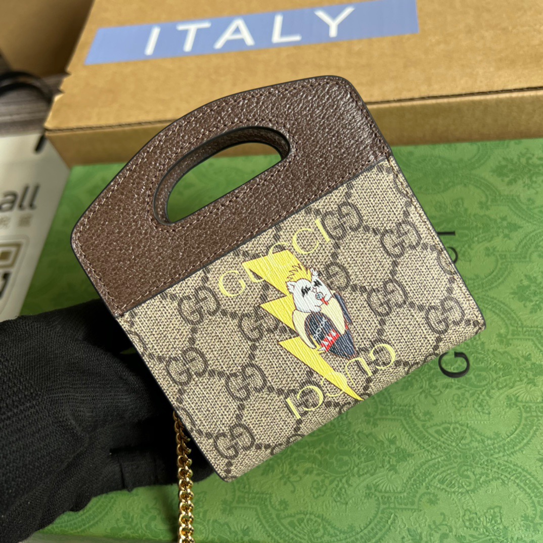 Gucci Bananya Print Top Handle Mini Bag Supreme Canvas Beige For Women? 4.9in/12.5cm
