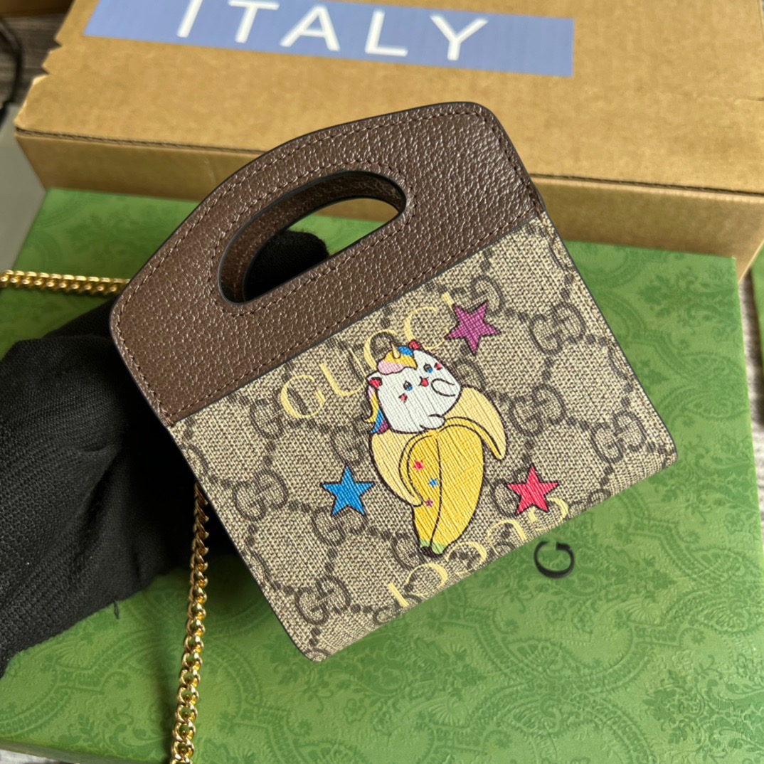 Gucci Bananya Print Top Handle Mini Bag Supreme Canvas Beige For Women? 4.9in/12.5cm