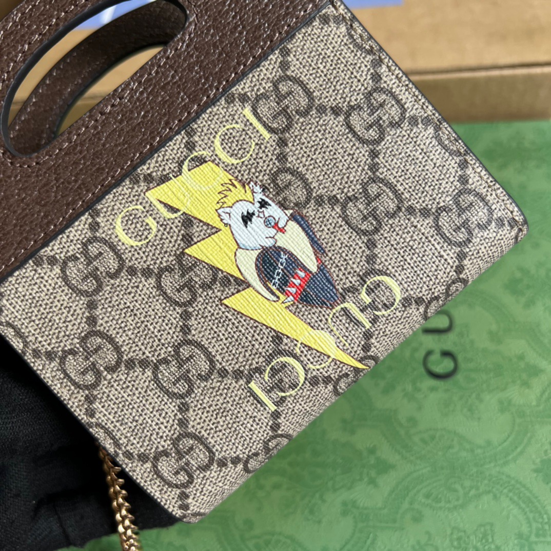Gucci Bananya Print Top Handle Mini Bag Supreme Canvas Beige For Women? 4.9in/12.5cm
