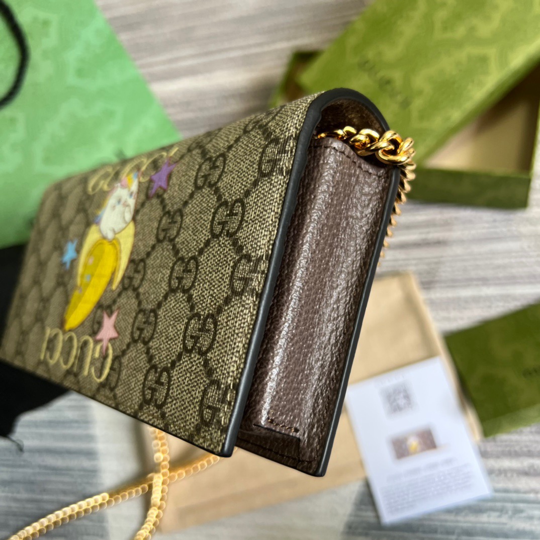 Gucci Bananya Print Zip Aound Wallet Supreme Canvas Beige For Women? 7.5in/19cm 701060VAG 8679