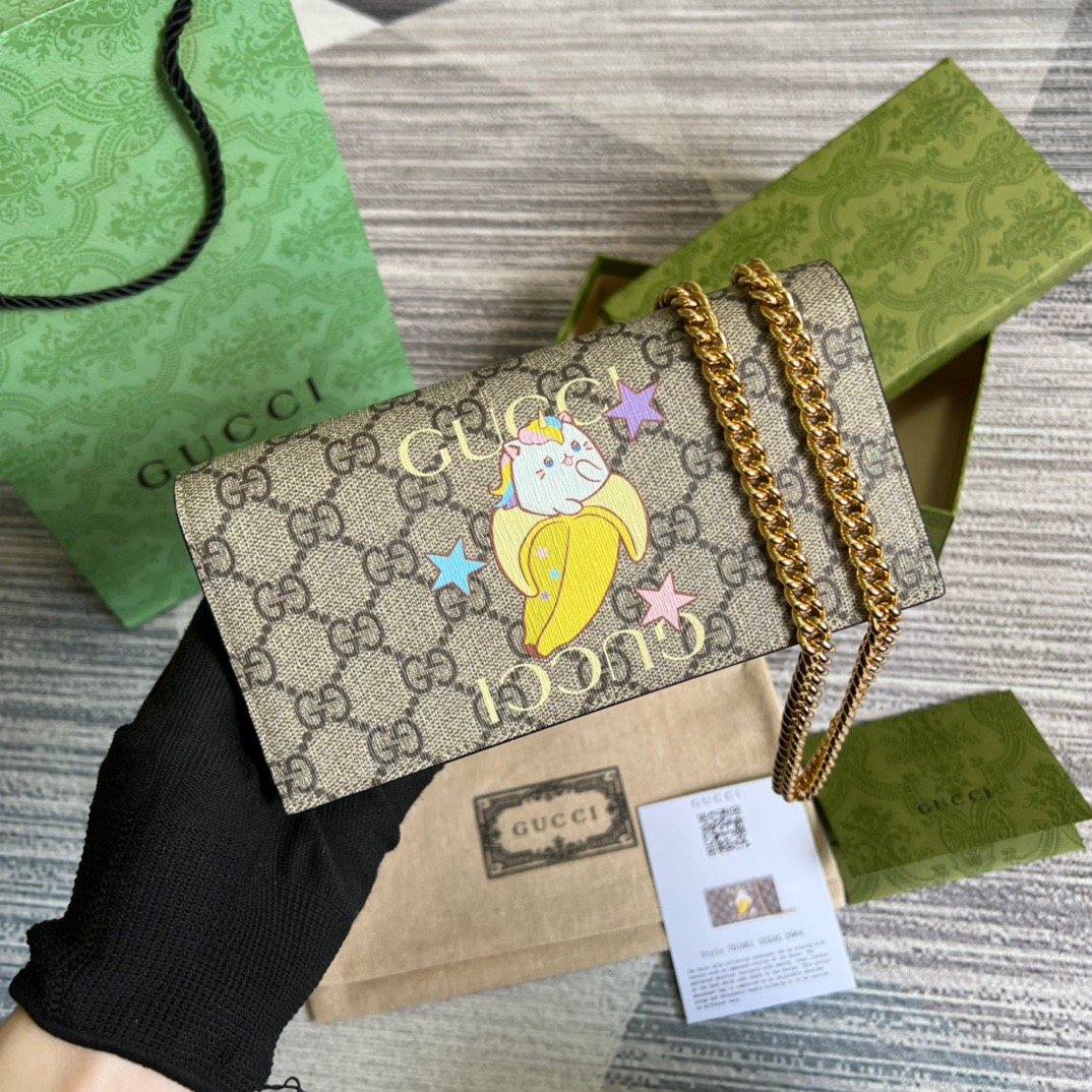 Gucci Bananya Print Zip Aound Wallet Supreme Canvas Beige For Women? 7.5in/19cm 701060VAG 8679