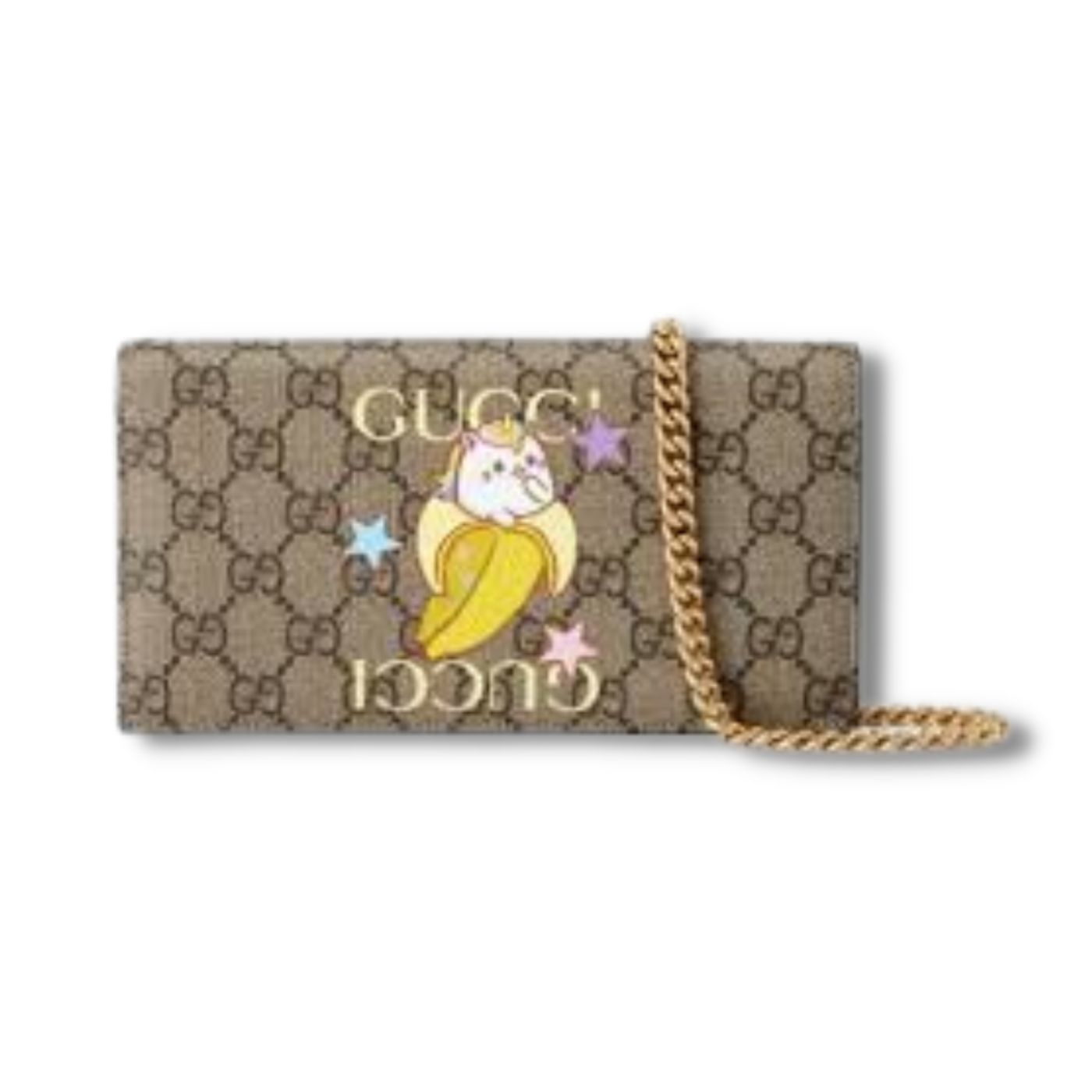 Gucci Bananya Print Zip Aound Wallet Supreme Canvas Beige For Women? 7.7in/19.5cm