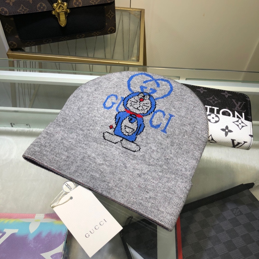 Gucci Beanie Cashmere In Grey