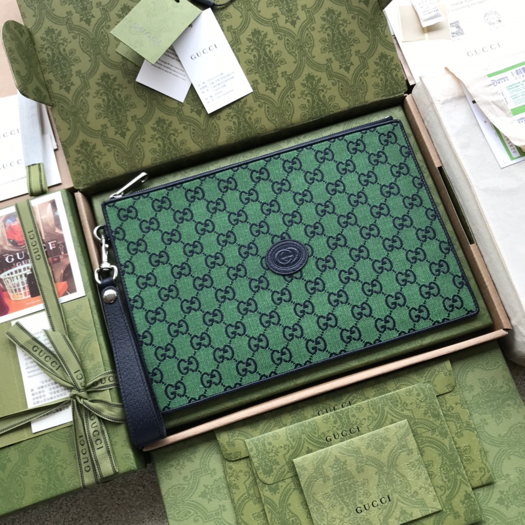 Gucci Beauty Case With Interlocking G Green And Blue GG Canvas For Women 12in/30cm GG