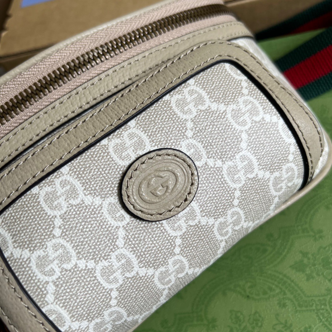 Gucci Belt Bag With Interlocking G Beige And White GG Sumpreme Canvas For Women  9in/23cm GG 682933 UULCT 9682