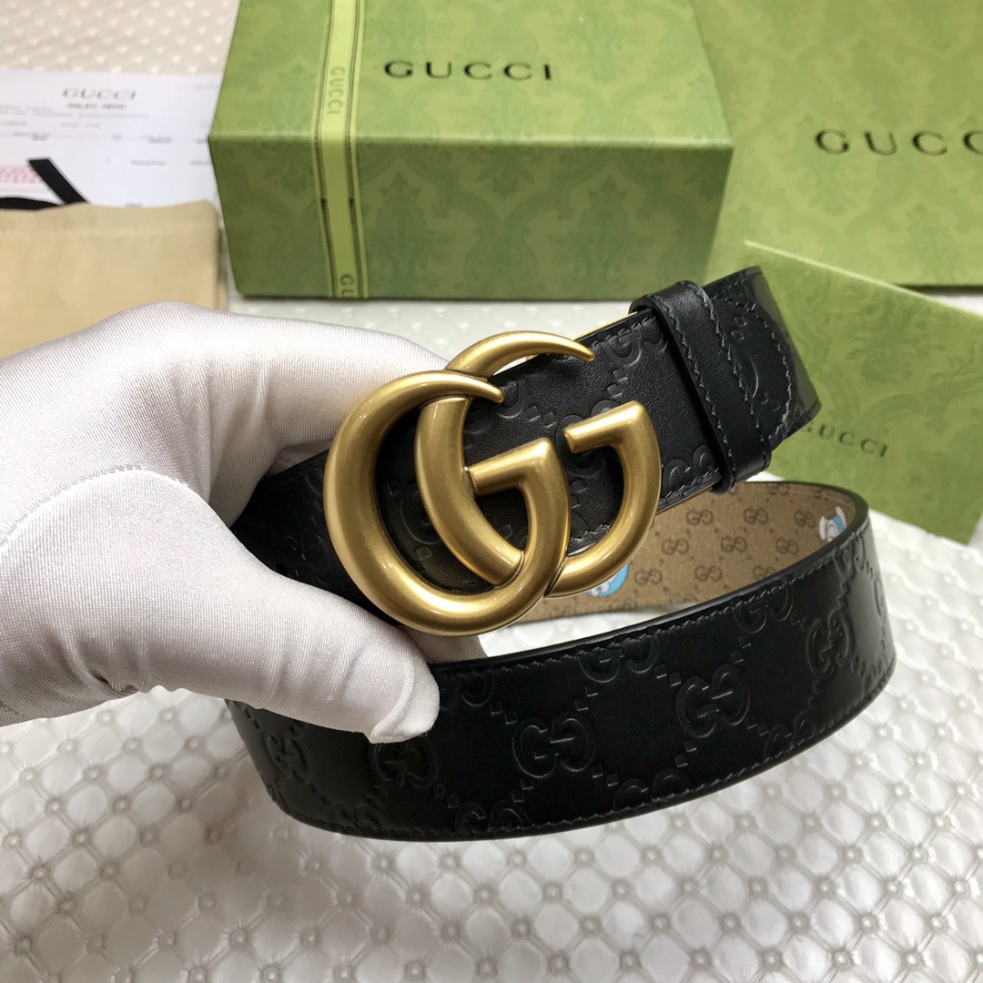 Gucci Belt Signature With Double G Buckle Doreamon Black For Women, Women Belt