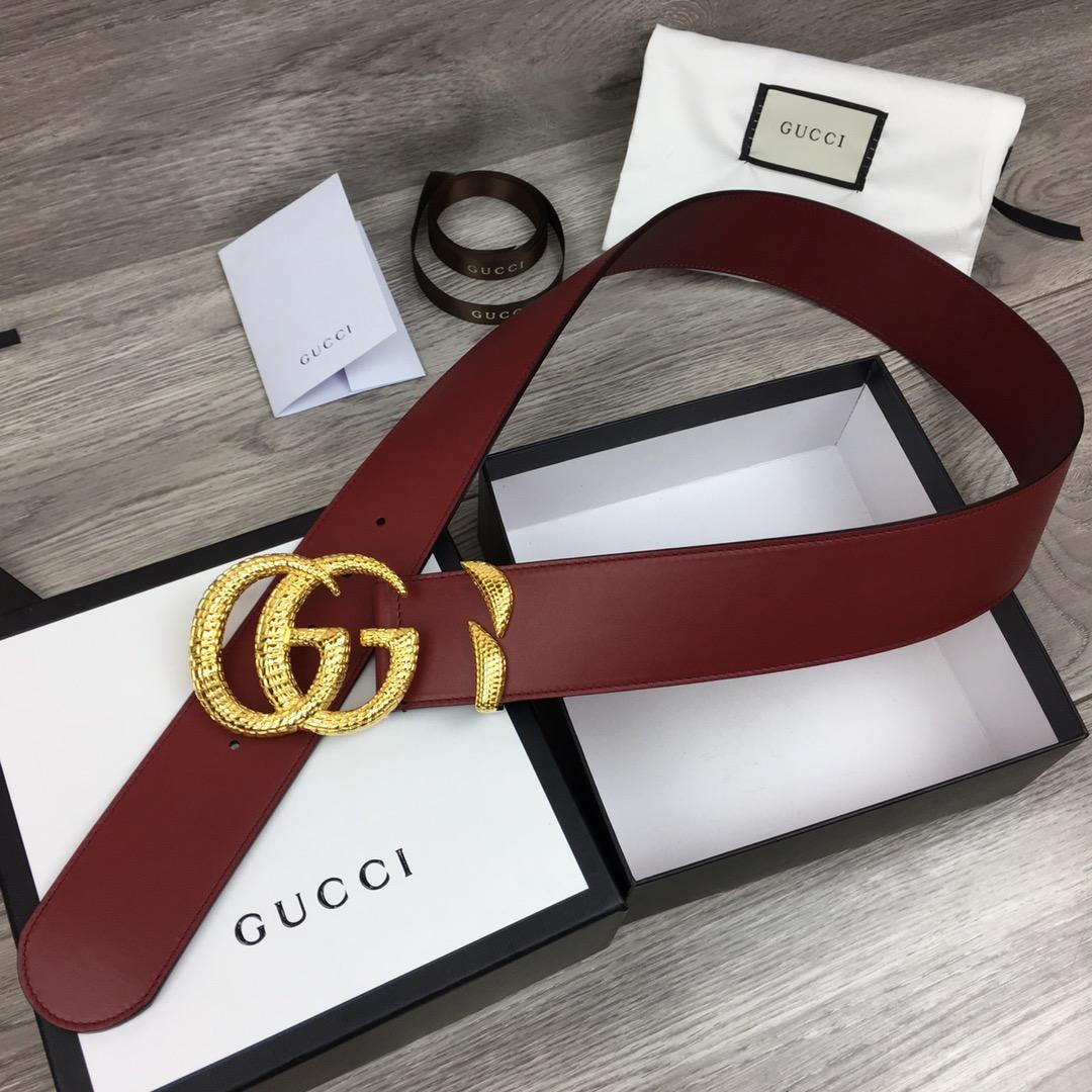 Gucci Belt With Snakeskin Double G Buckle Red For Women, Women Belt