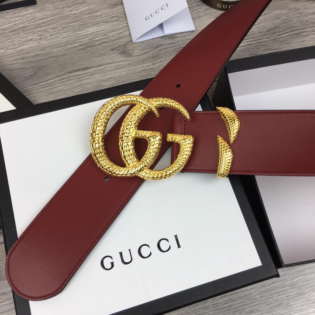 Gucci Belt With Snakeskin Double G Buckle Red For Women, Women Belt