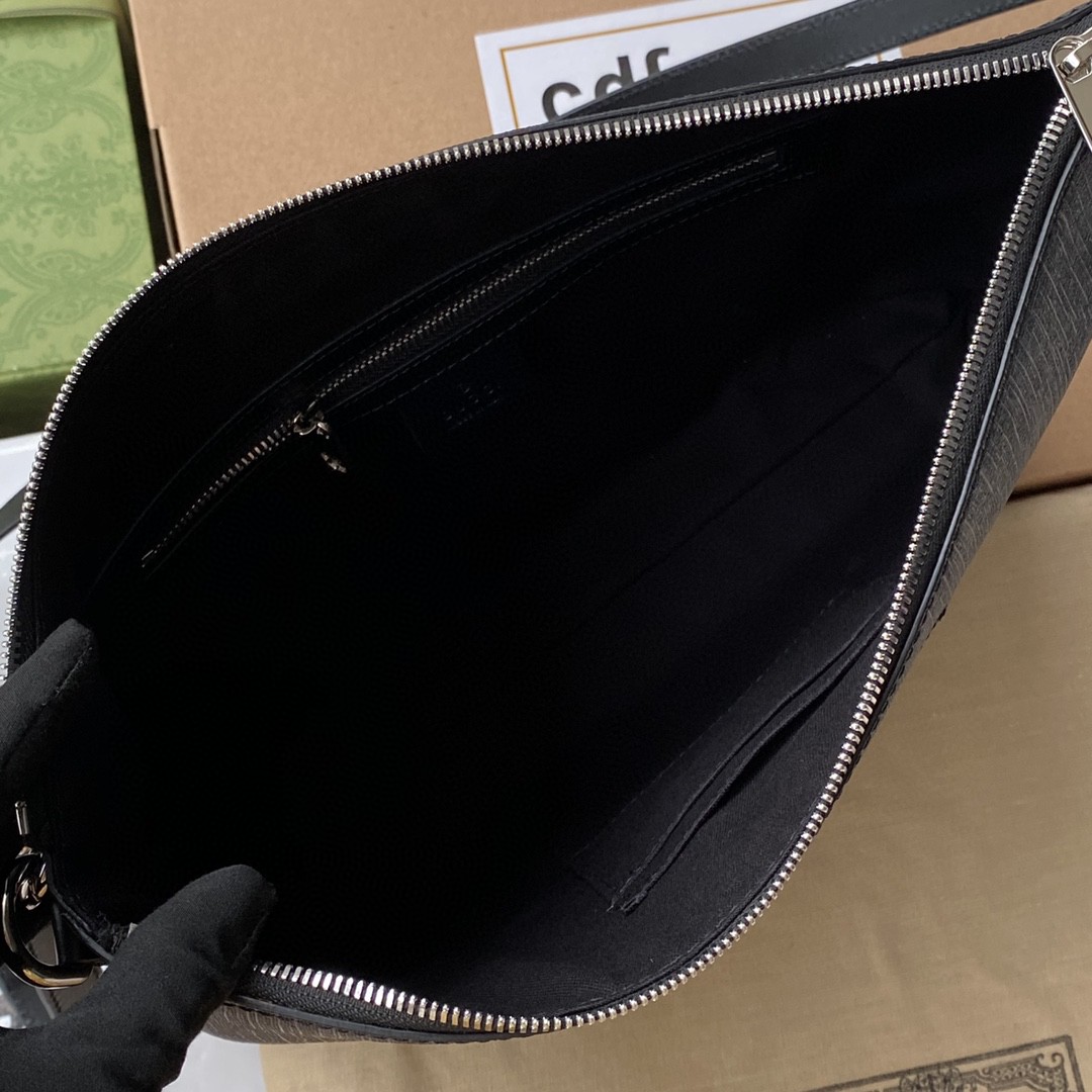 Gucci Black Messenger Black/Grey GG Supreme Canvas Blue And Red Web For Men 14in/35cm 474139ICN 1095