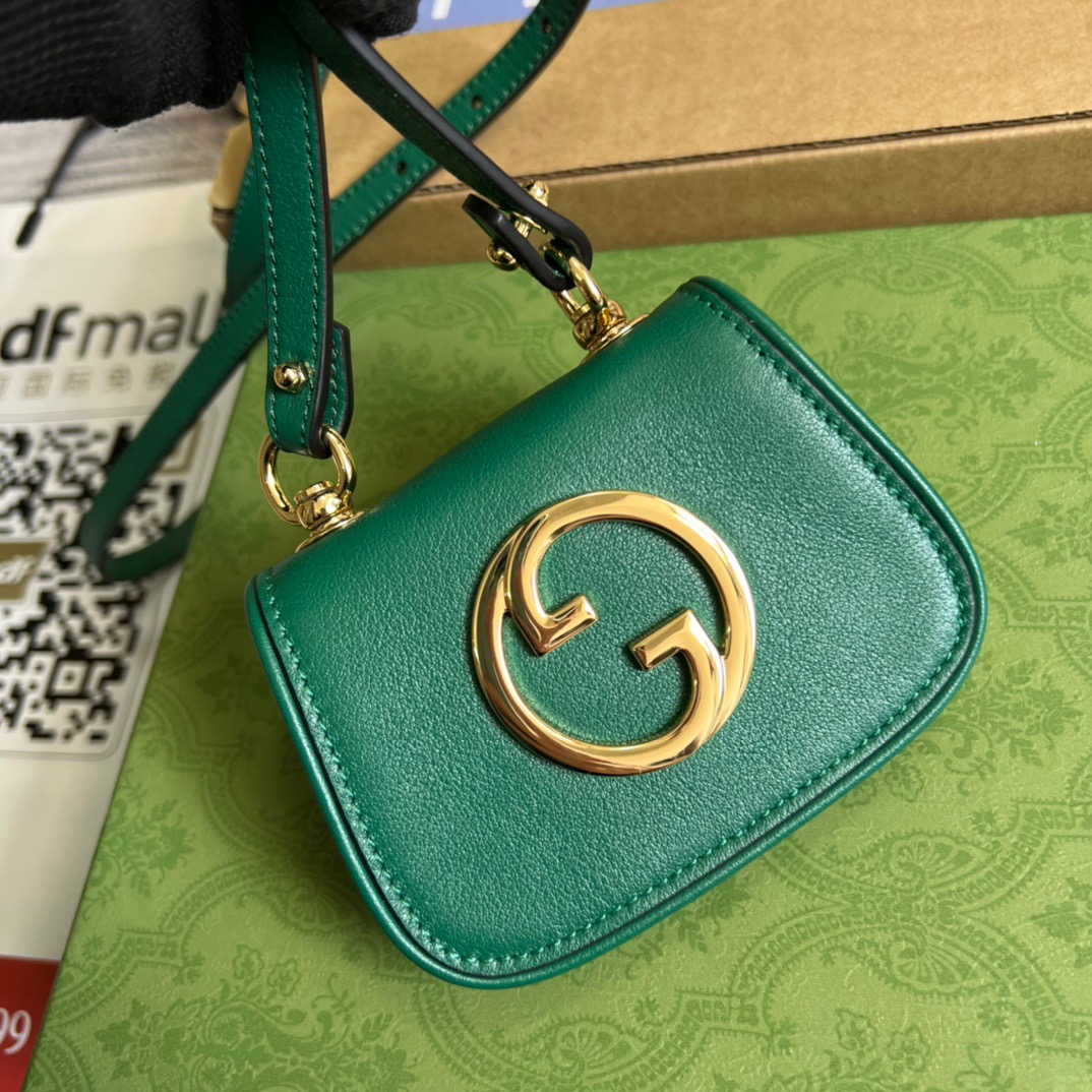 Gucci Blondie Card Case Wallet Green For Women, Women’s Bags 4.5in/12cm GG 698635 UXX0G 3120