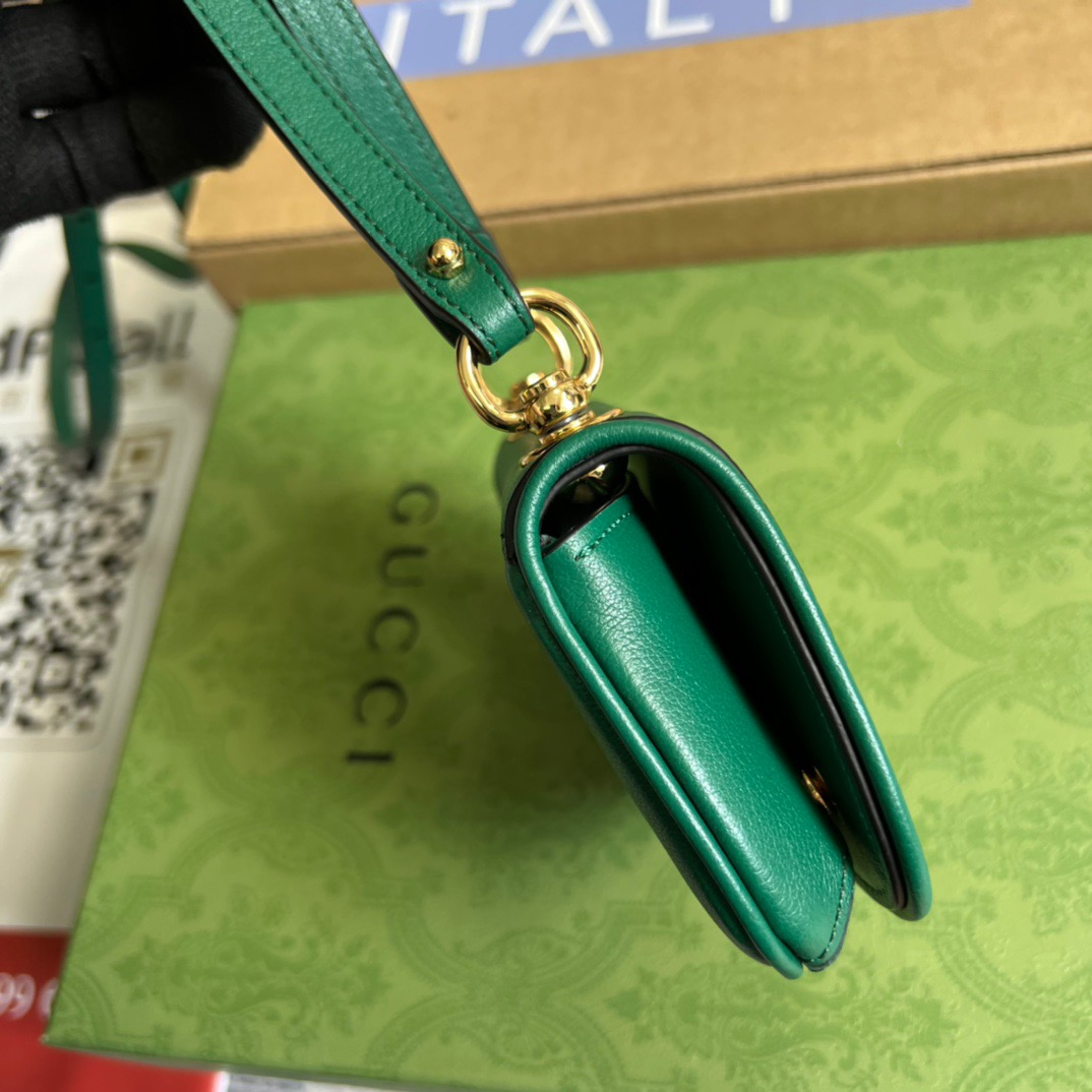 Gucci Blondie Card Case Wallet Green For Women, Women’s Bags 4.5in/12cm GG 698635 UXX0G 3120