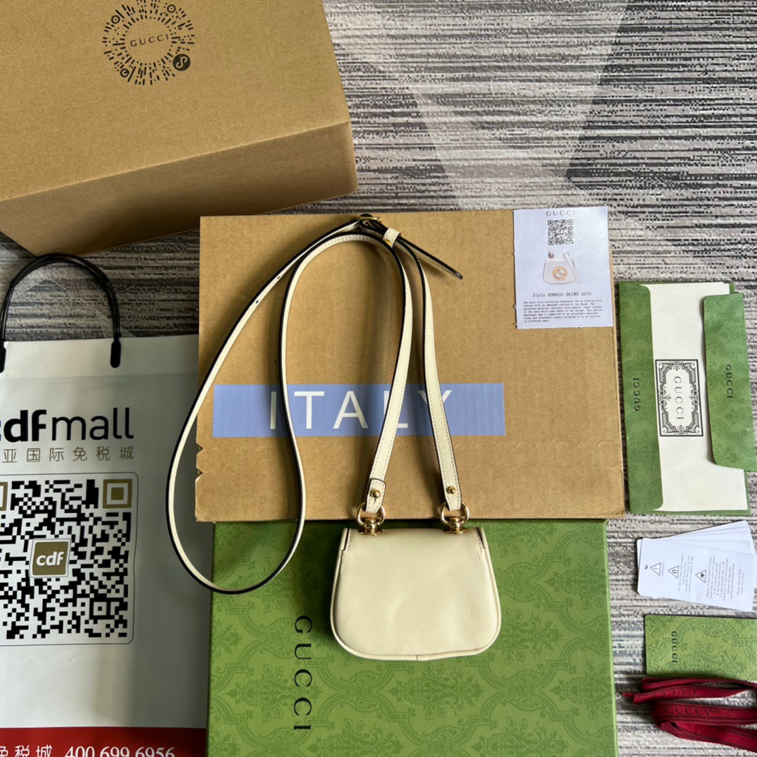 Gucci Blondie Card Case Wallet White For Women, Women’s Bags 4.5in/12cm GG 698635 UXX0G 9022
