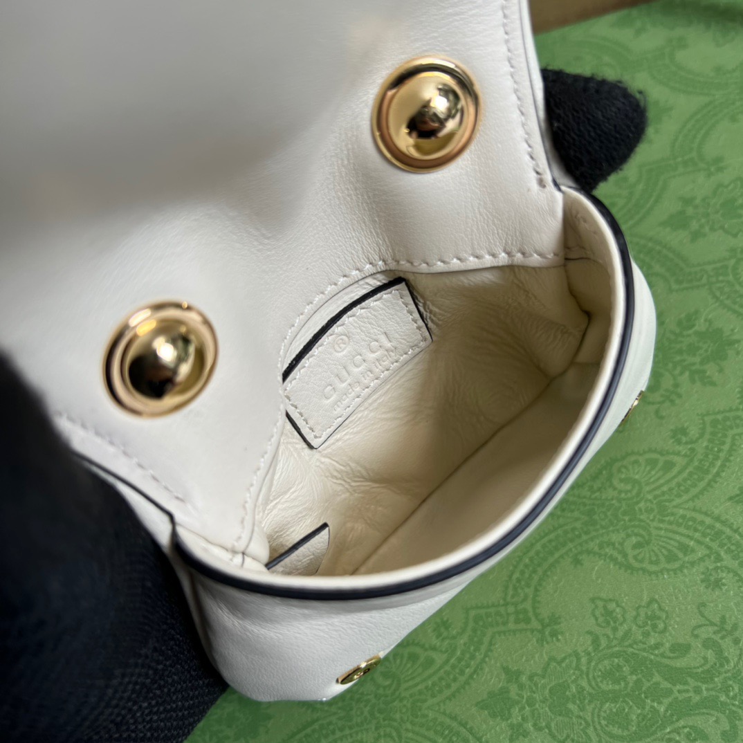 Gucci Blondie Card Case Wallet White For Women, Women’s Bags 4.5in/12cm GG 698635 UXX0G 9022