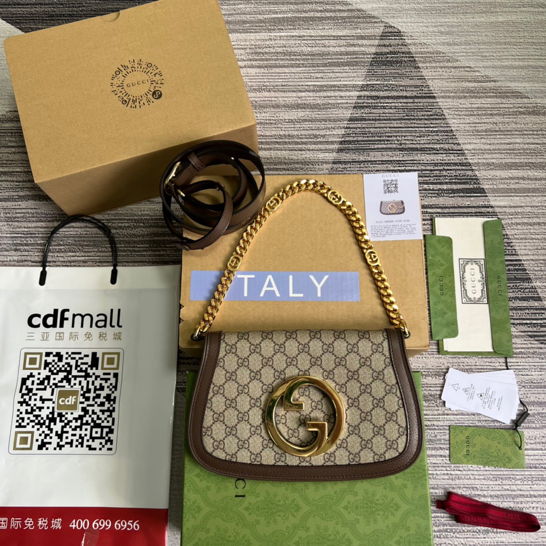 Gucci Blondie Shoulder Bag Beige For Women, Women’s Bags 11in/28cm