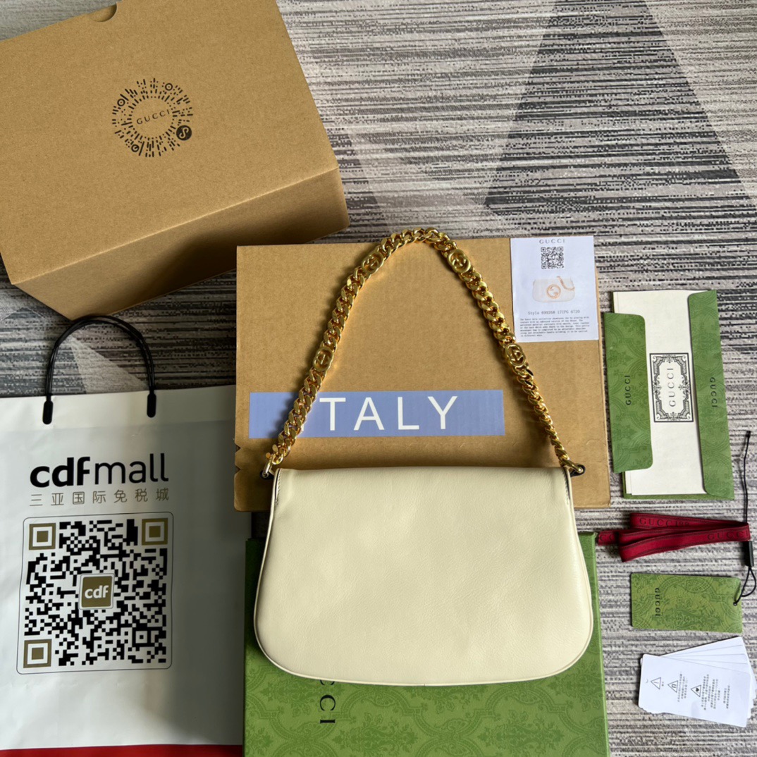 Gucci Blondie Shoulder Bag White For Women, Women’s Bags 11in/28cm GG 699268 UXX0G 9022