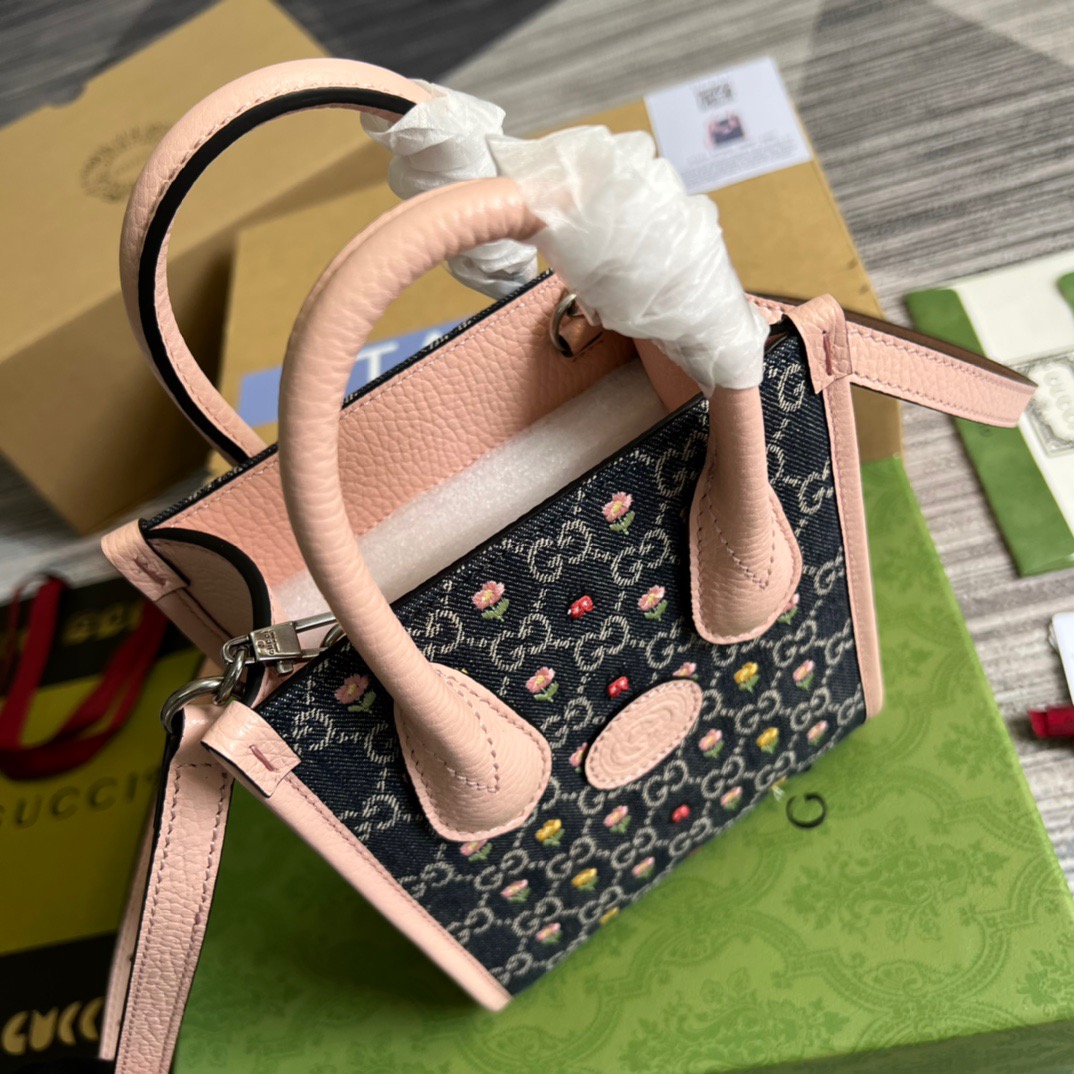 Gucci Blooming Love Mini Tote Bag Beige For Women, Women’s Bags 6.3in/20cm GG