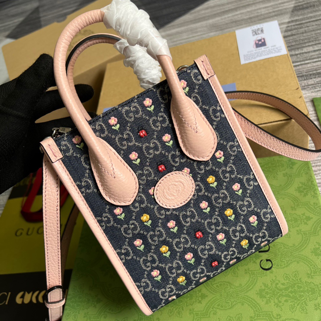 Gucci Blooming Love Mini Tote Bag Beige For Women, Women’s Bags 6.3in/20cm GG