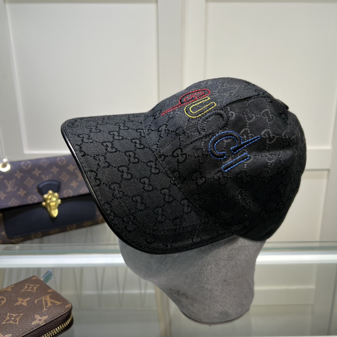Gucci Canvas Baseball Hat Black GG Hat