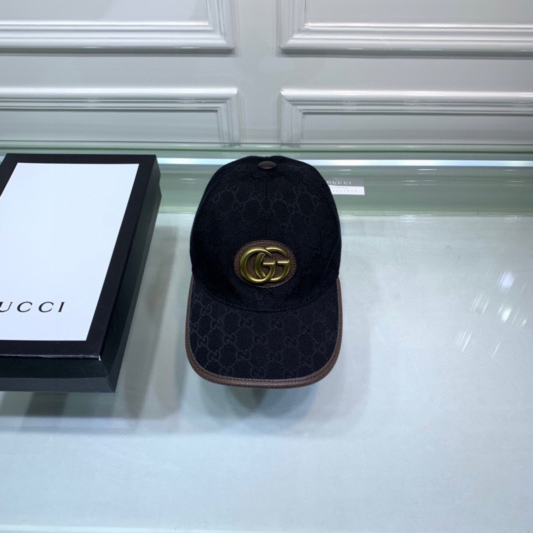 Gucci Canvas Baseball Hat Black GG Hat