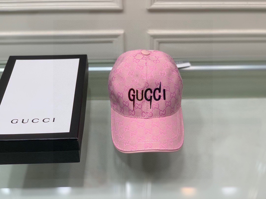 Gucci Canvas Baseball Hat Pink GG Hat