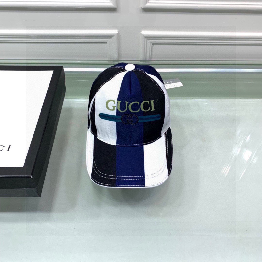 Gucci Canvas Baseball Hat White/Blue GG Hat